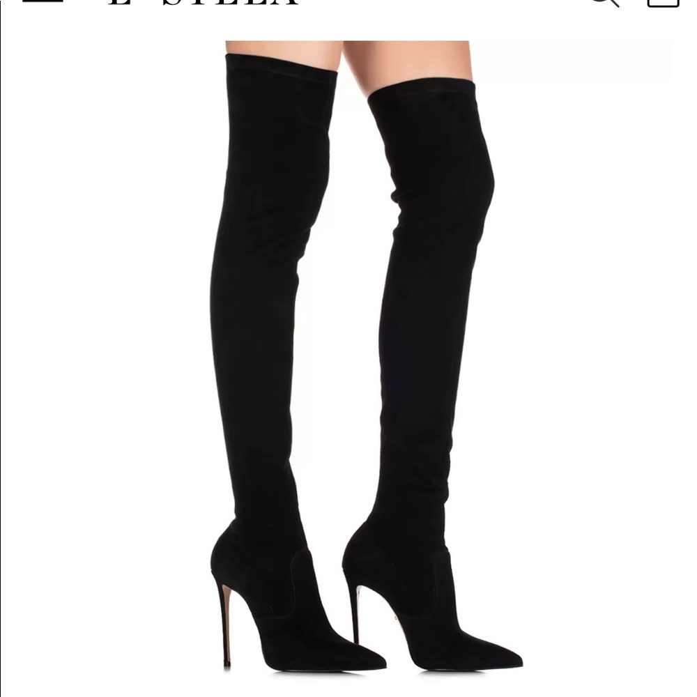 Le Silla Eva black suede over the knee boots